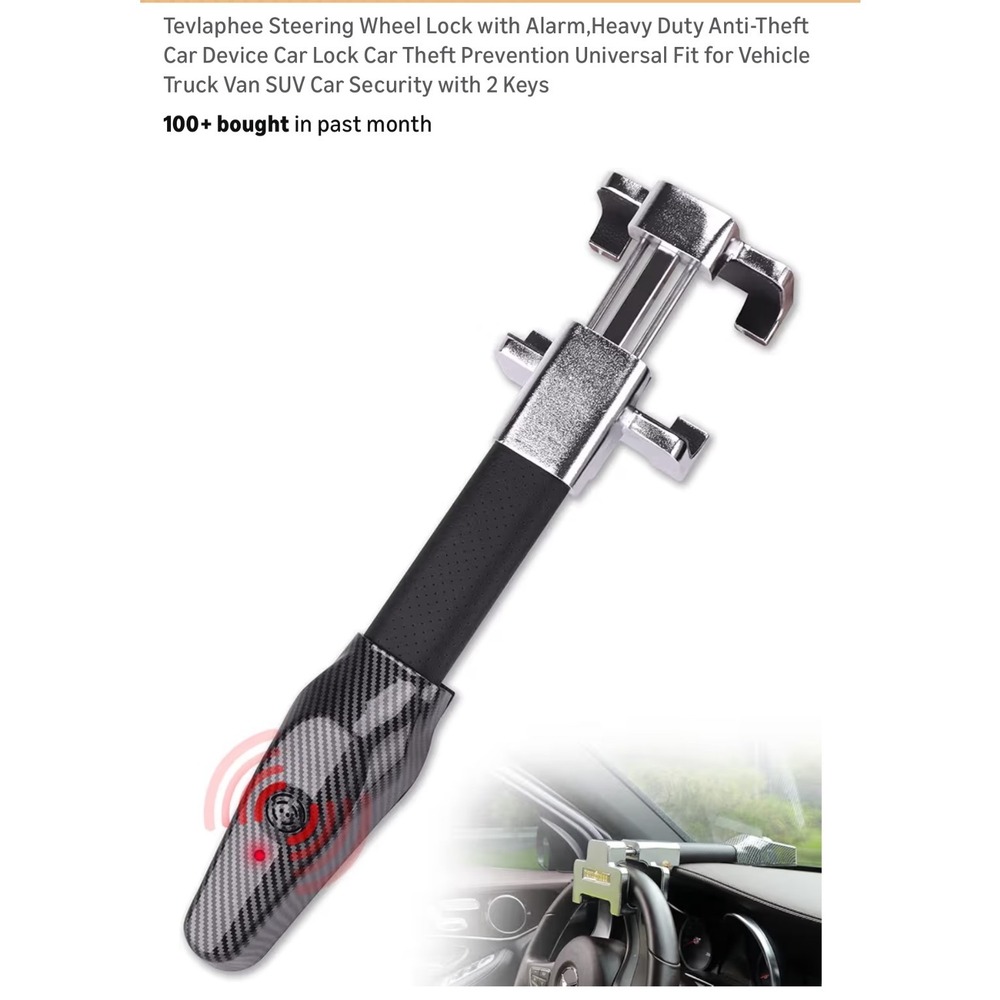 Heavy Duty Anti Theft Steering Wheel Lock TEV B01 Security Device